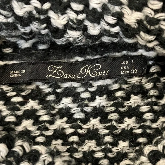 Zara Knits Women's large wool blend Black and White turtleneck Sweater - Picture 5 of 12